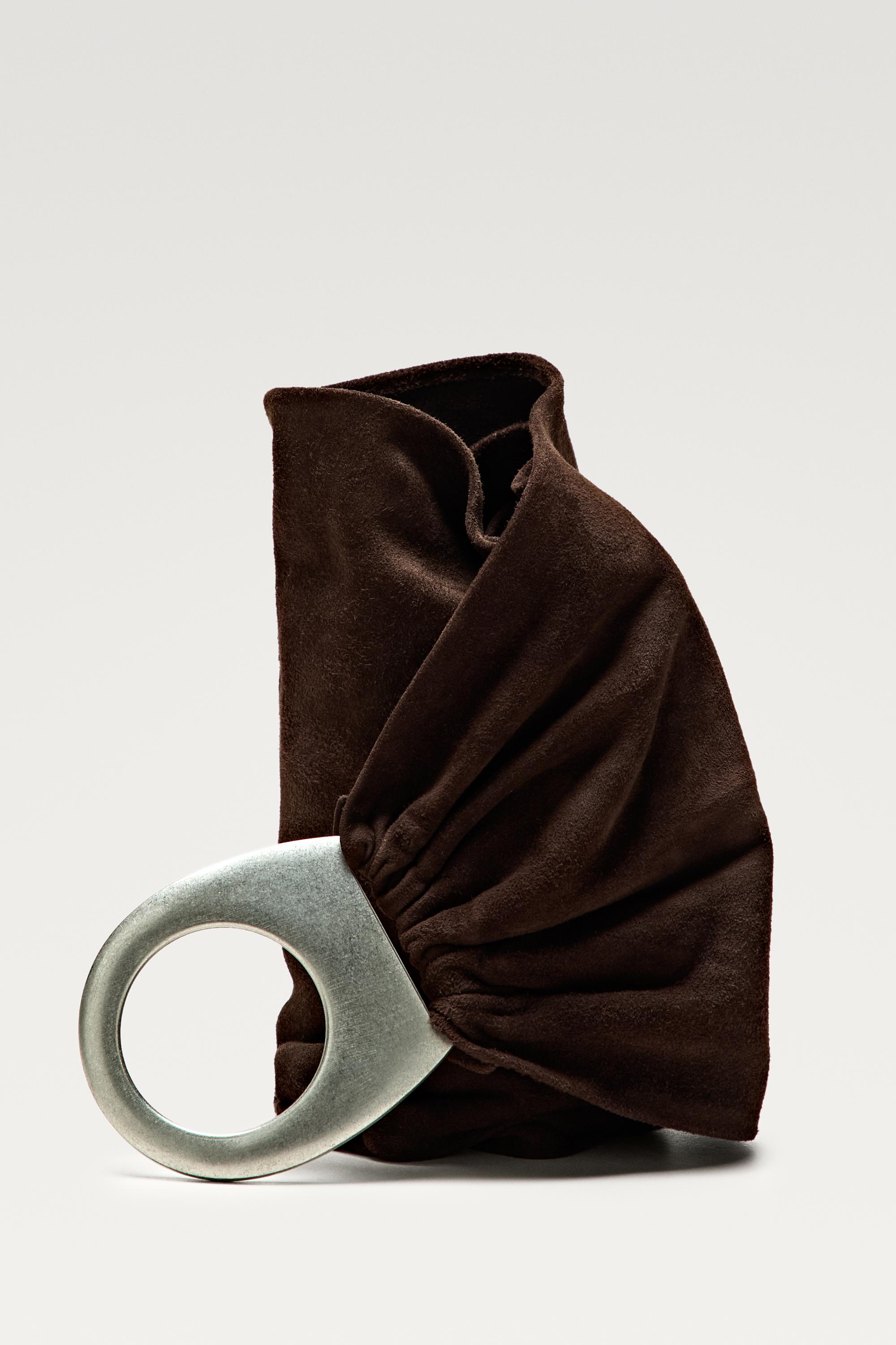 Split suede leather belt with oval buckle